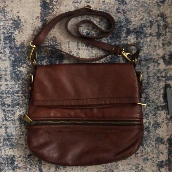 Fossil Handbags - FOSSIL EXPLORER LARGE FOLD-OVER LEATHER TOTE/CROSSBODY BAG